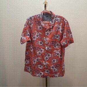 Izod Saltwater Shirt Mens  Hawaiian Floral Button Short Sleeve Large